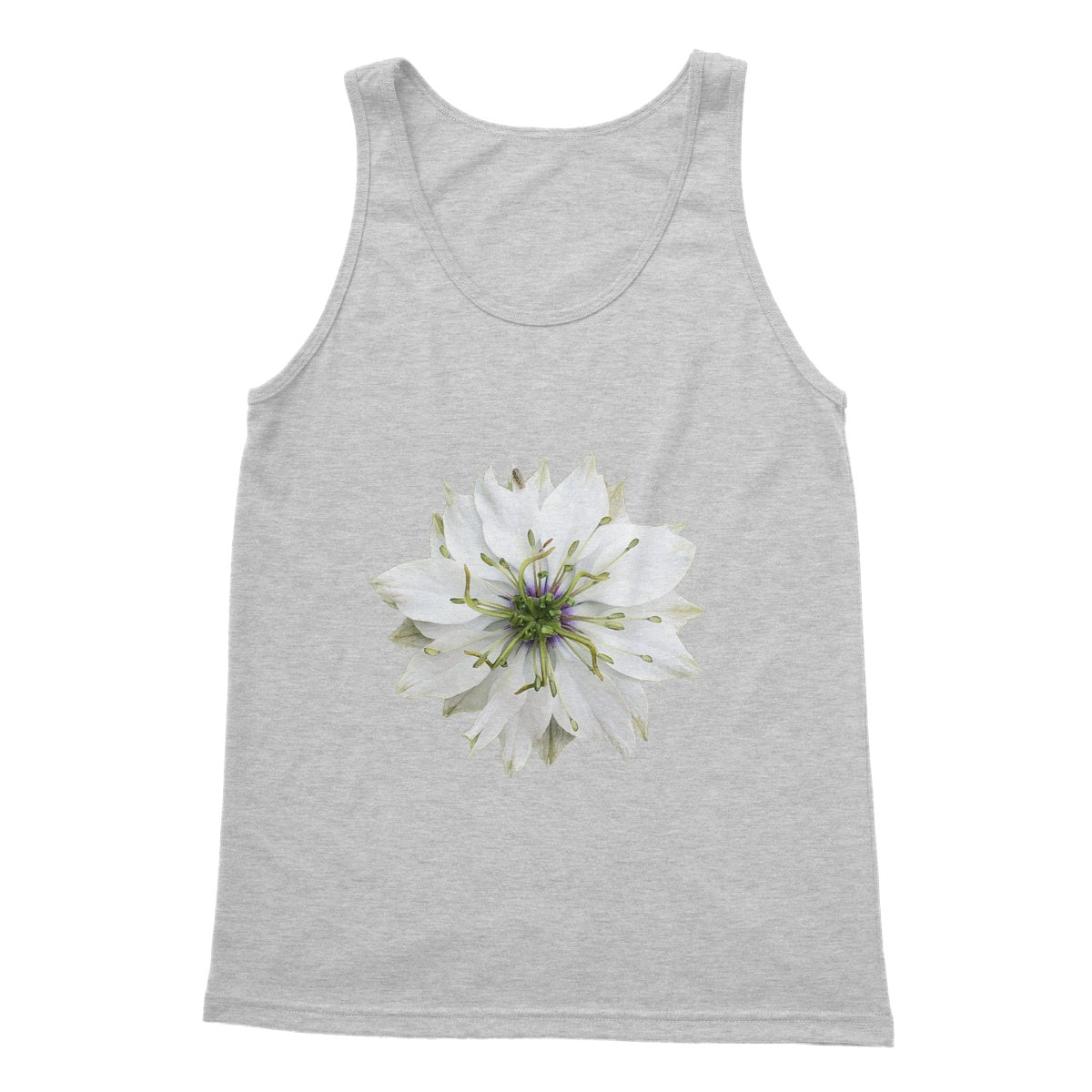 White Flower 'Nigella Love in the Mist' Softstyle Tank Top - Nature of Flowers