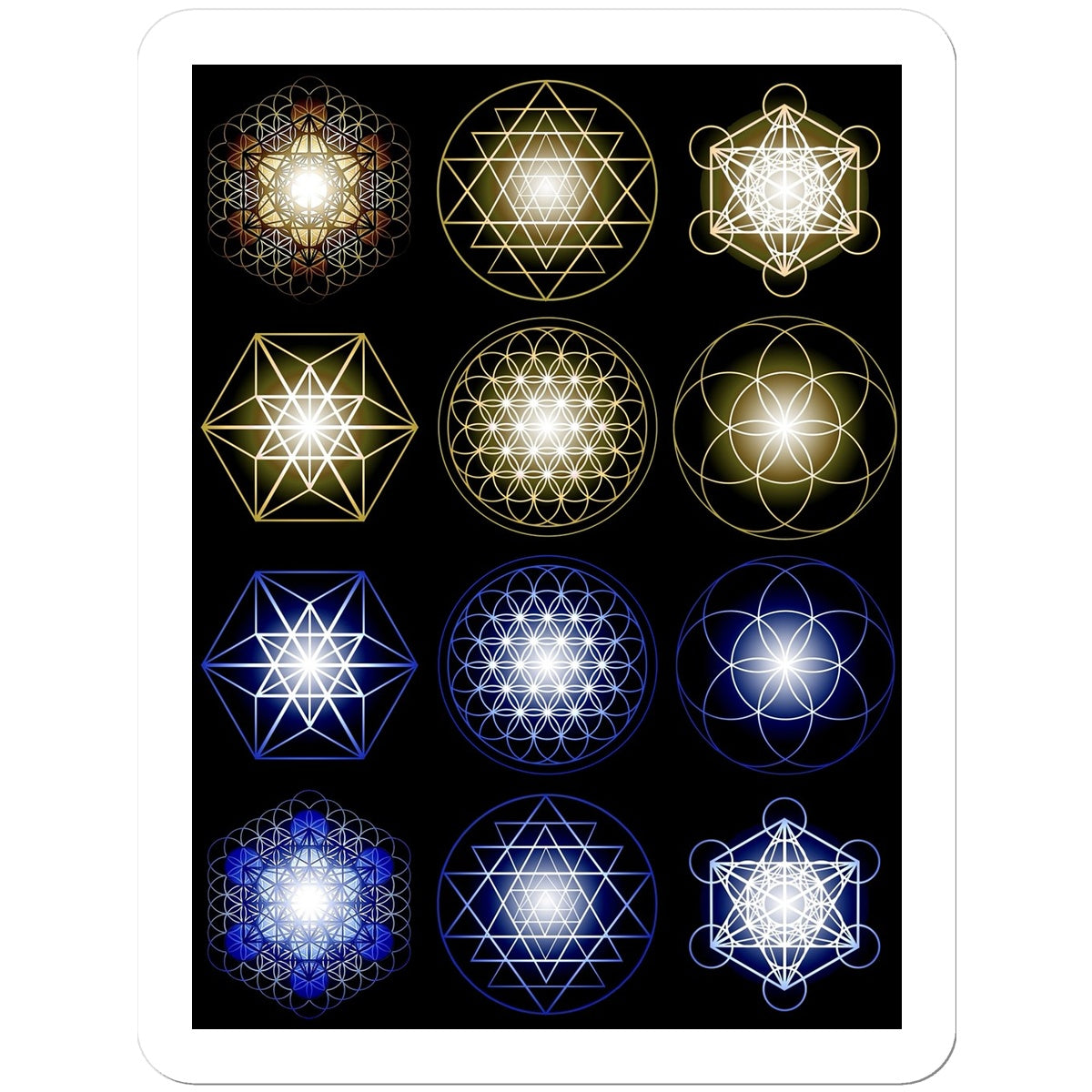 Sacred Geometry in Gold and Blue Print Sticker