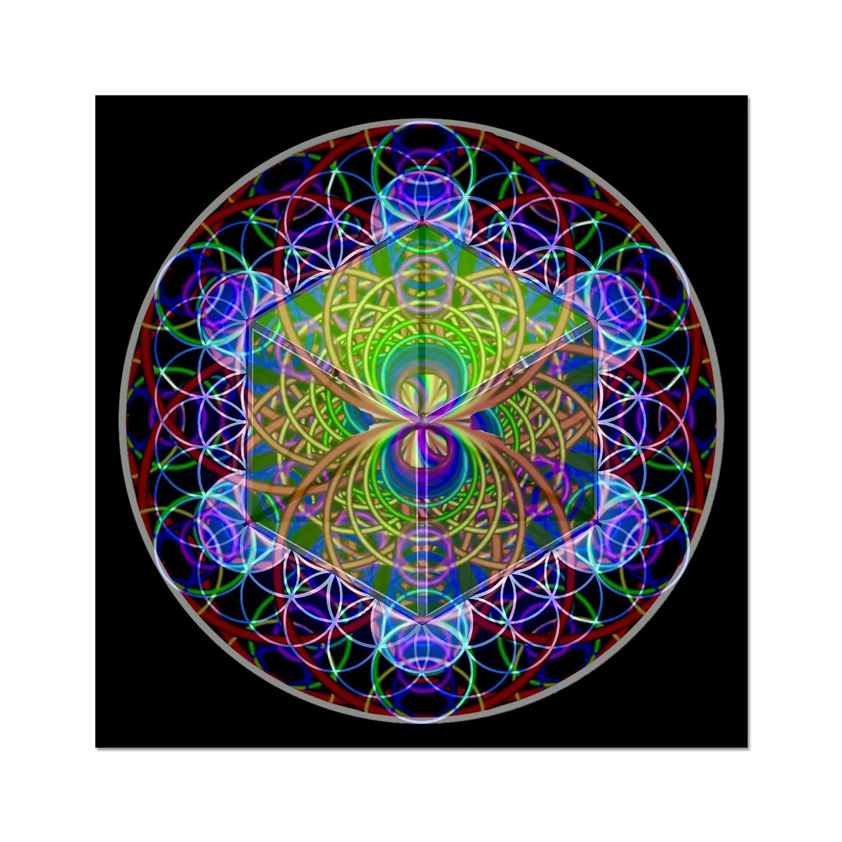 The Platonic Solid Cube with Inverted Sound waves Fine Art Print
