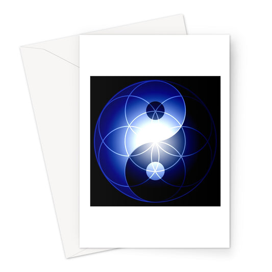 Yin Yang Seed of Life in blue Greeting Card - Nature of Flowers