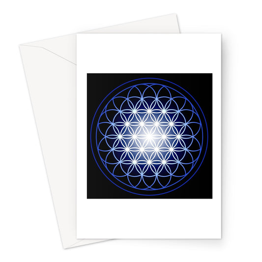 Flower of Life in Blue Print Greeting Card - Nature of Flowers